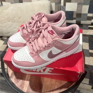 Nike GS Blush Pink and White Dunks